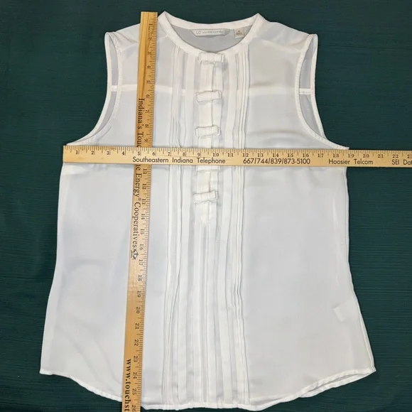 White House Black Market Bow Button up Dressy Blouse Business Casual Shirt Top M - Picture 7 of 9